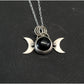 Colgante plata triple luna mate con obsidiana