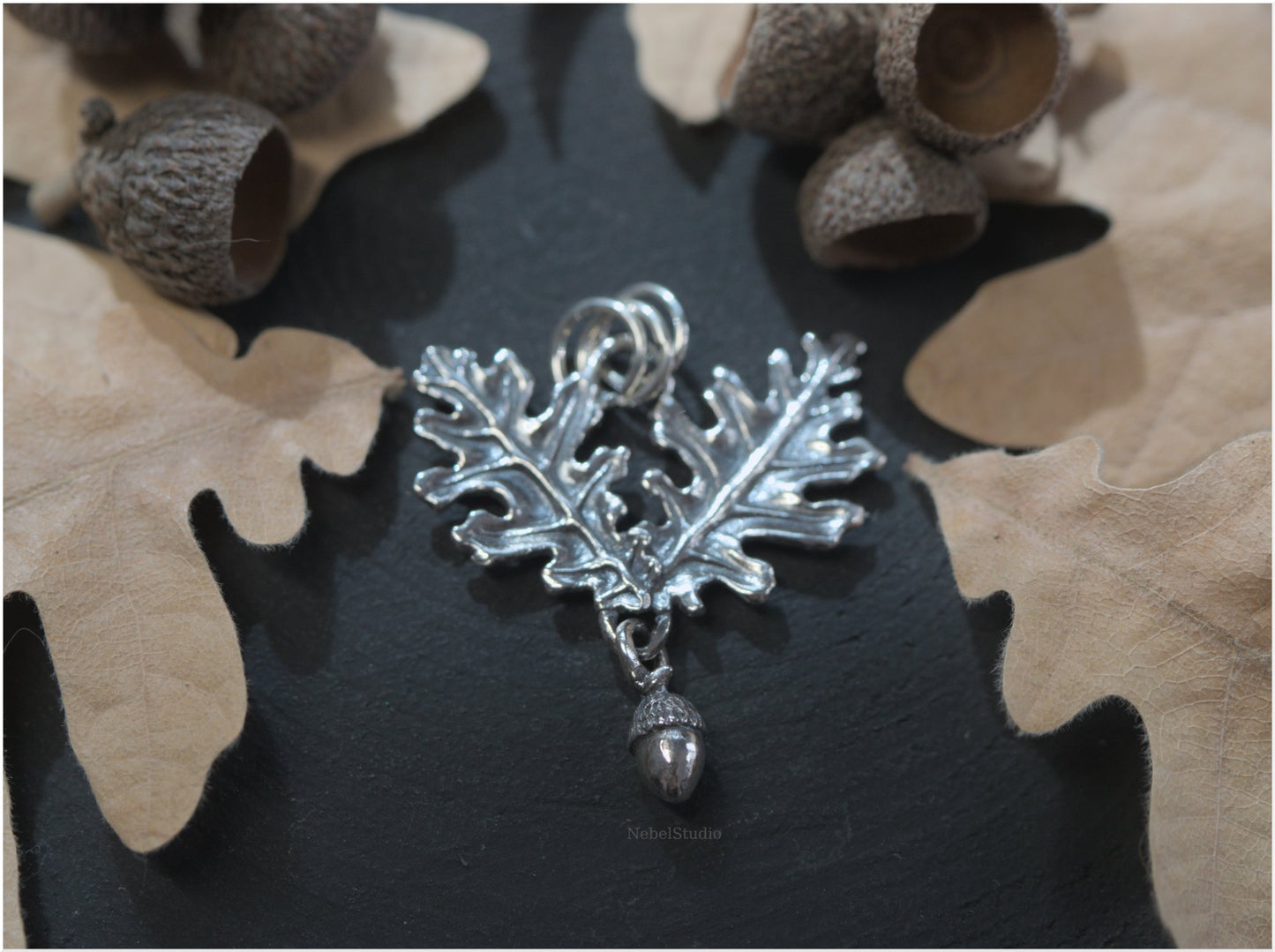 Quercus pendant silver or bronze